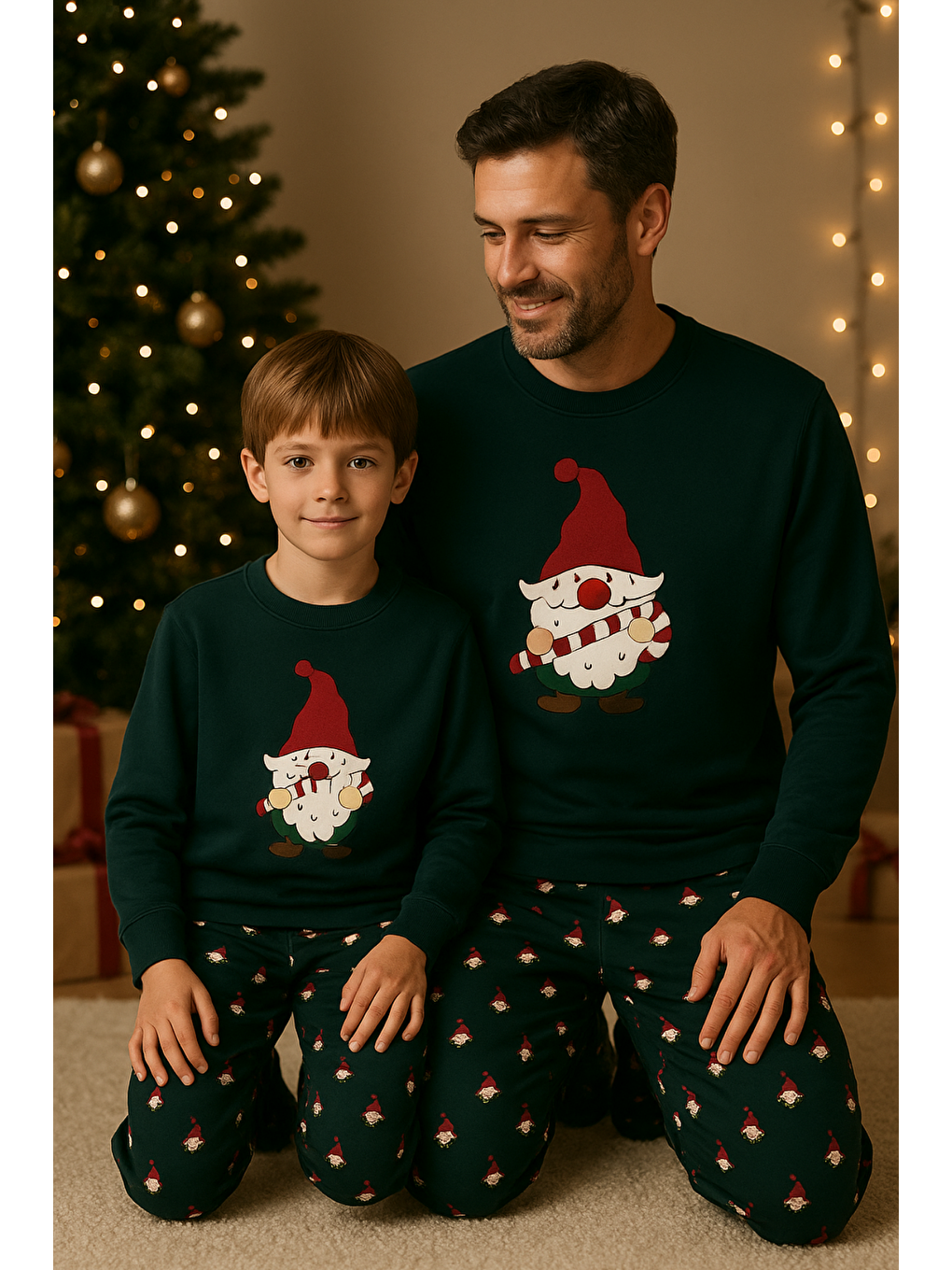 Erkek Yılbaşı Temalı Pijama Üstü Yeşil-2