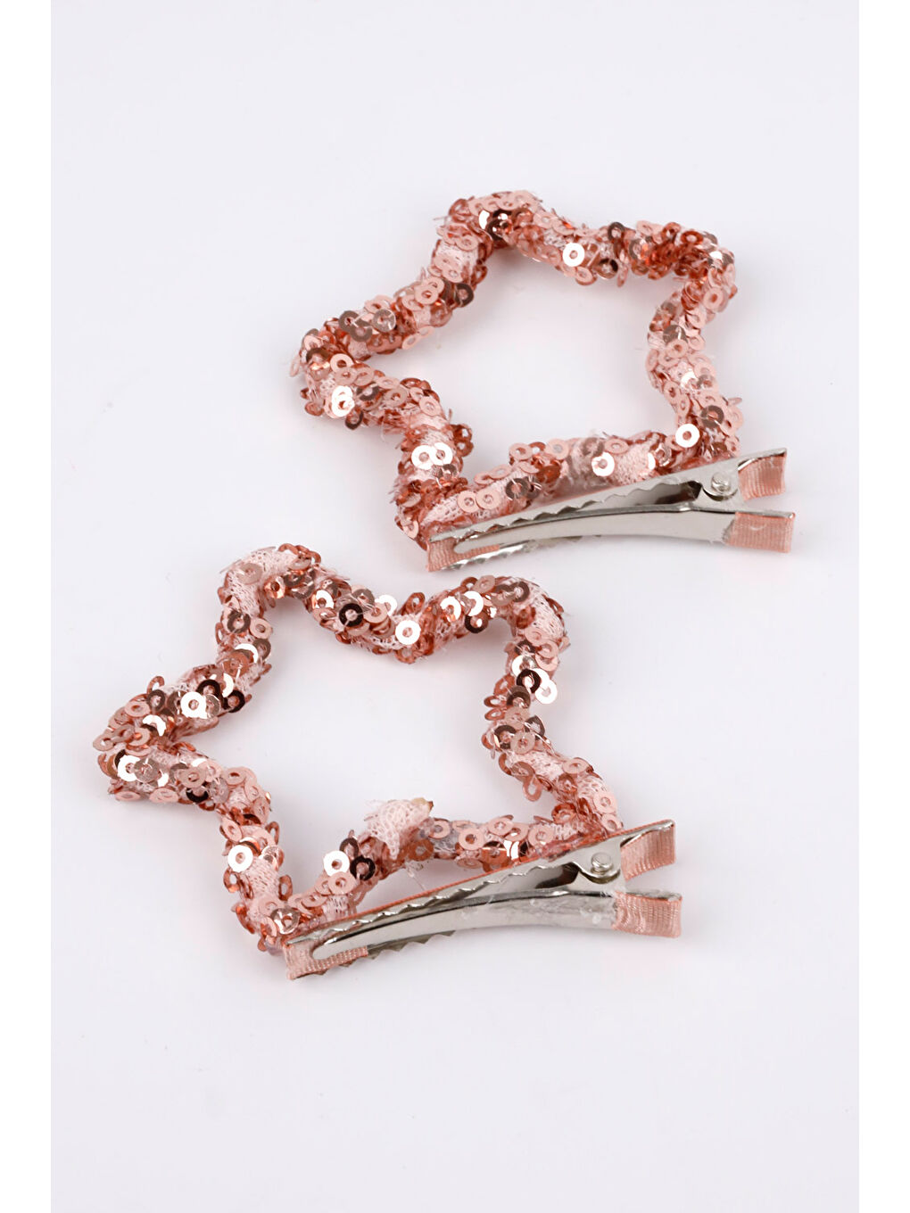 Pembe Rose Payetli Yıldız İkili Kız Çocuk Klips Toka-1