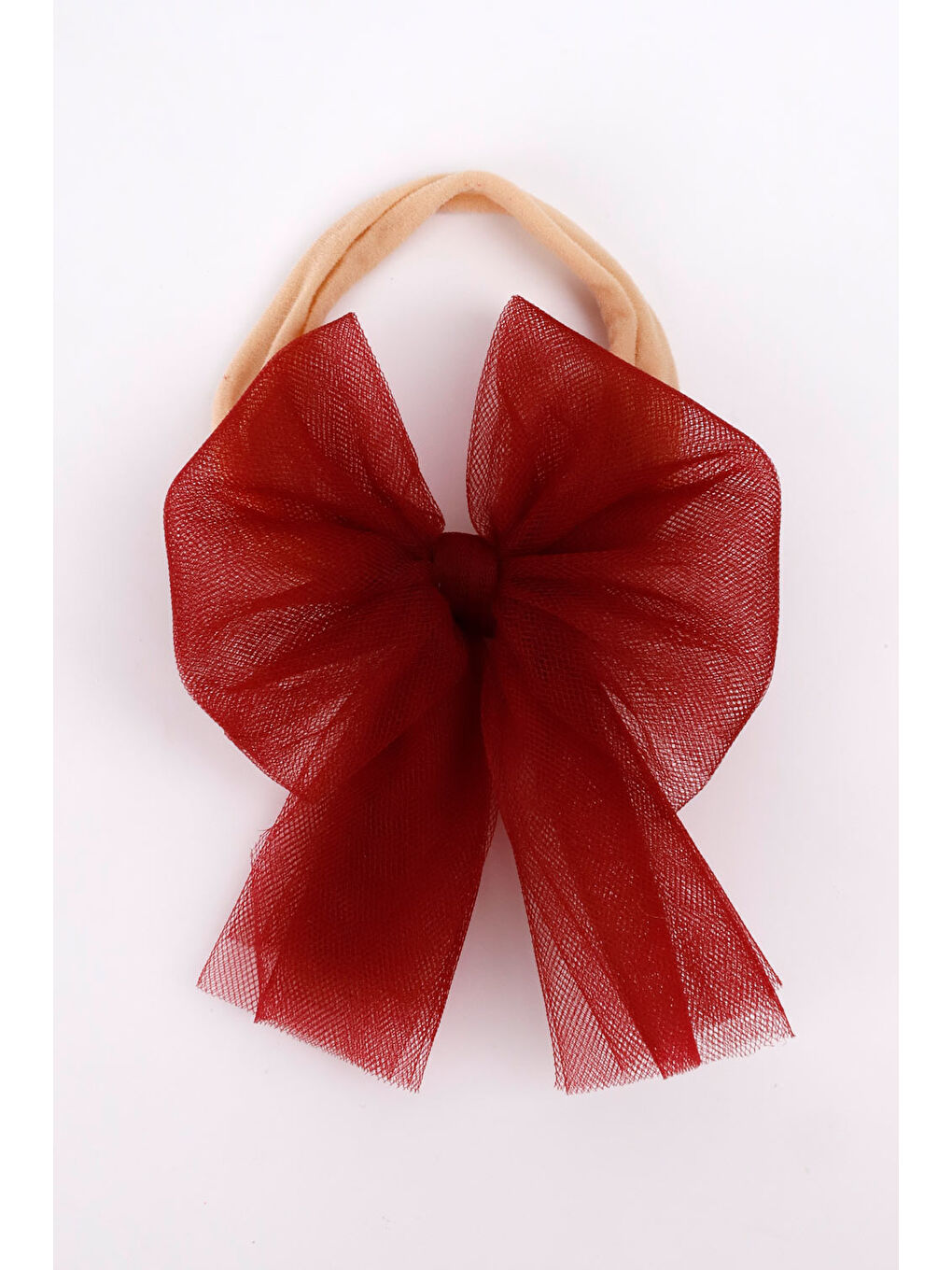 Bordo Tül Fiyonk Saç Bandı-1