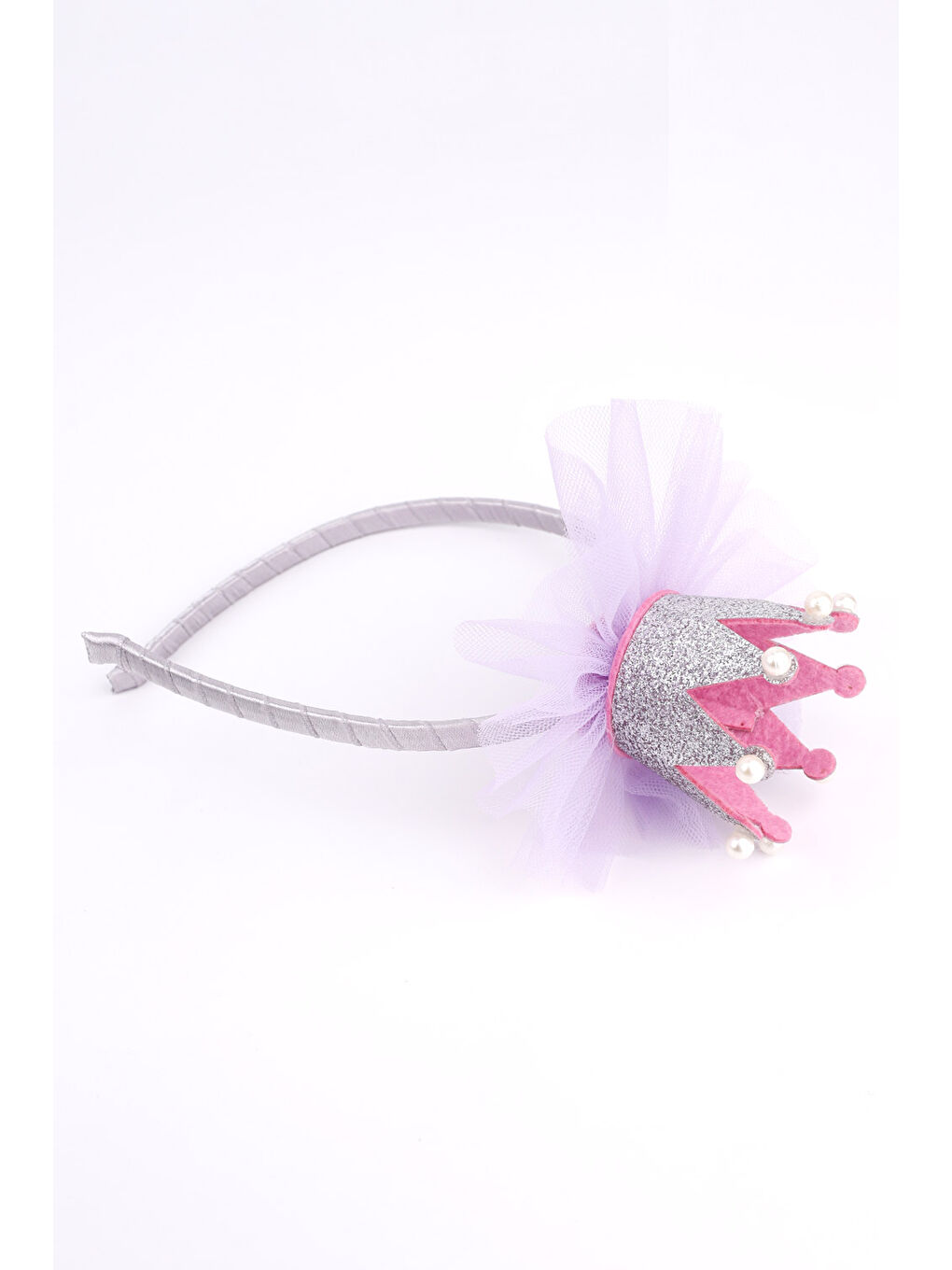 Lila İncili Kraliçe Tüllü Kız Çocuk Taç-2