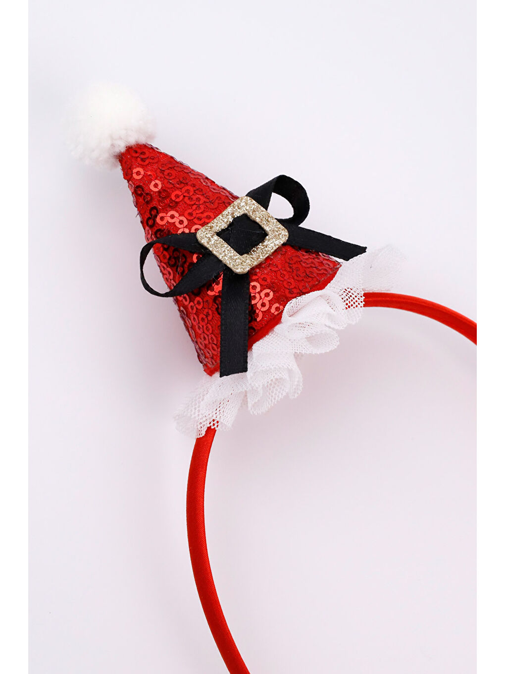 Kırmızı Pullu Ponpon Detaylı Huni Kız Çocuk Taç-2