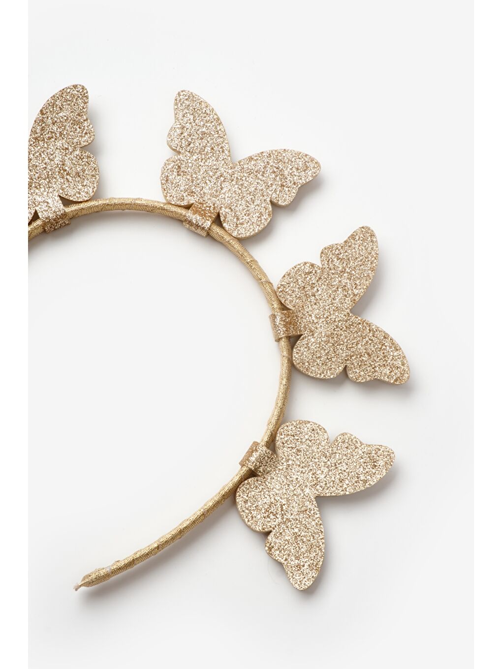 Sarı Altın 5'li Kelebek Figürlü Kız Çocuk Taç-1