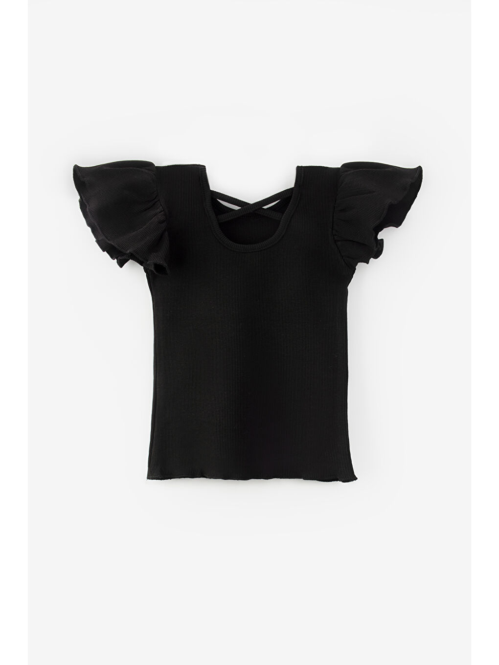 Siyah Arkası Çapraz Biyeli Kız Çocuk Tişört - Julie-1