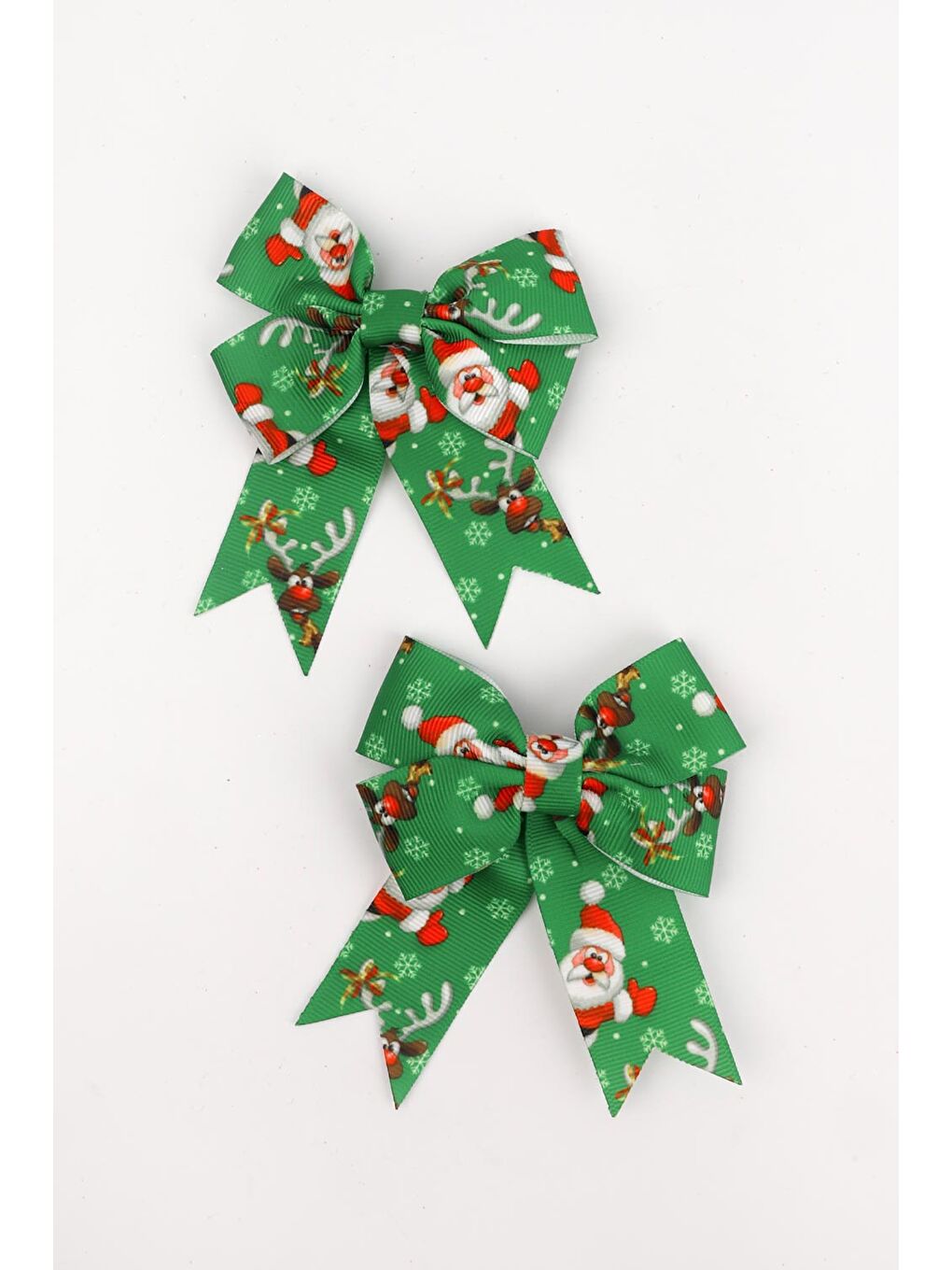 Yeşil Yılbaşı Temalı 2'li Kız Çocuk Fiyonk Klips Toka-2