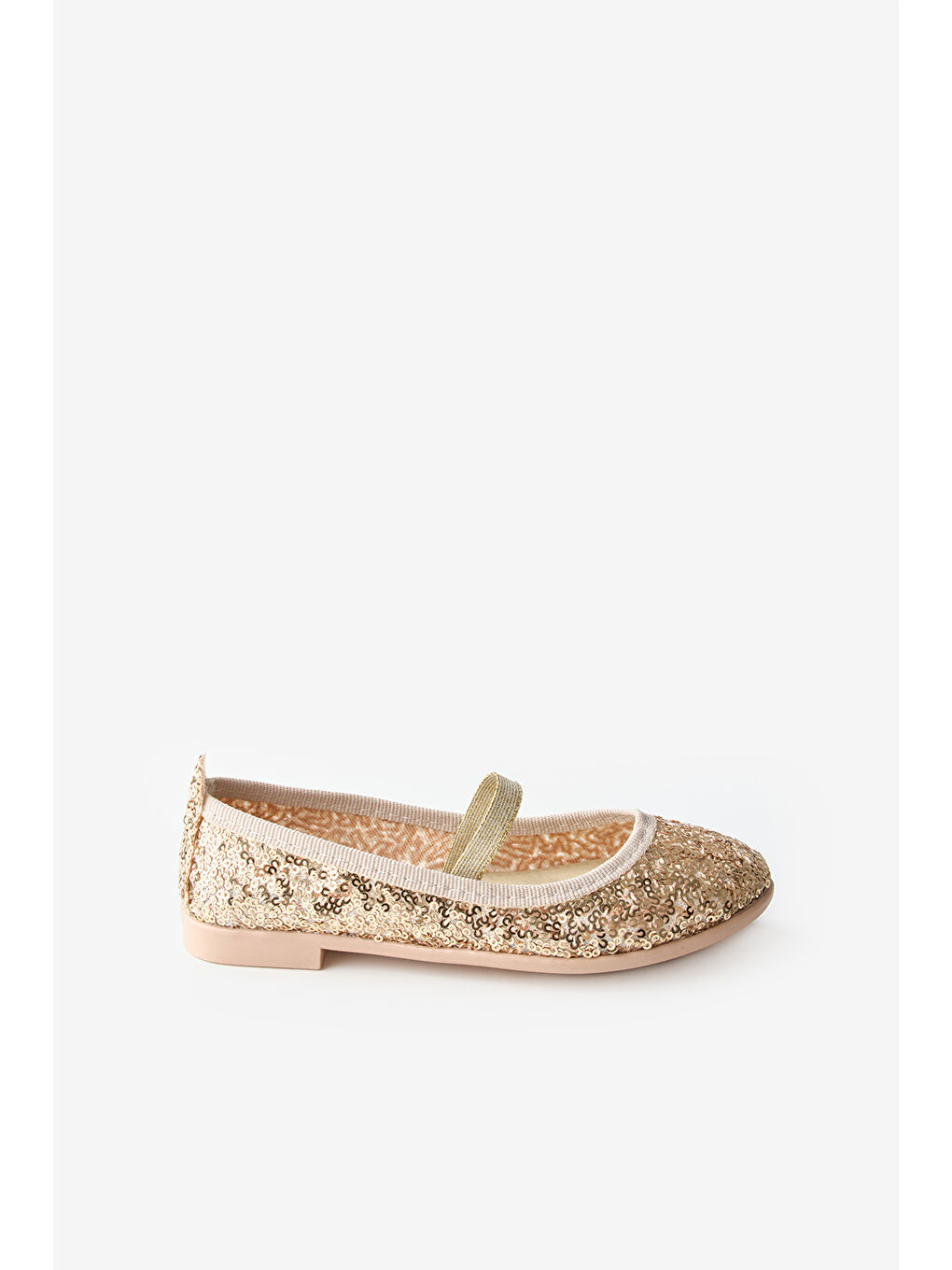 Sarı Altın Payetli Kız Çocuk Babet-1