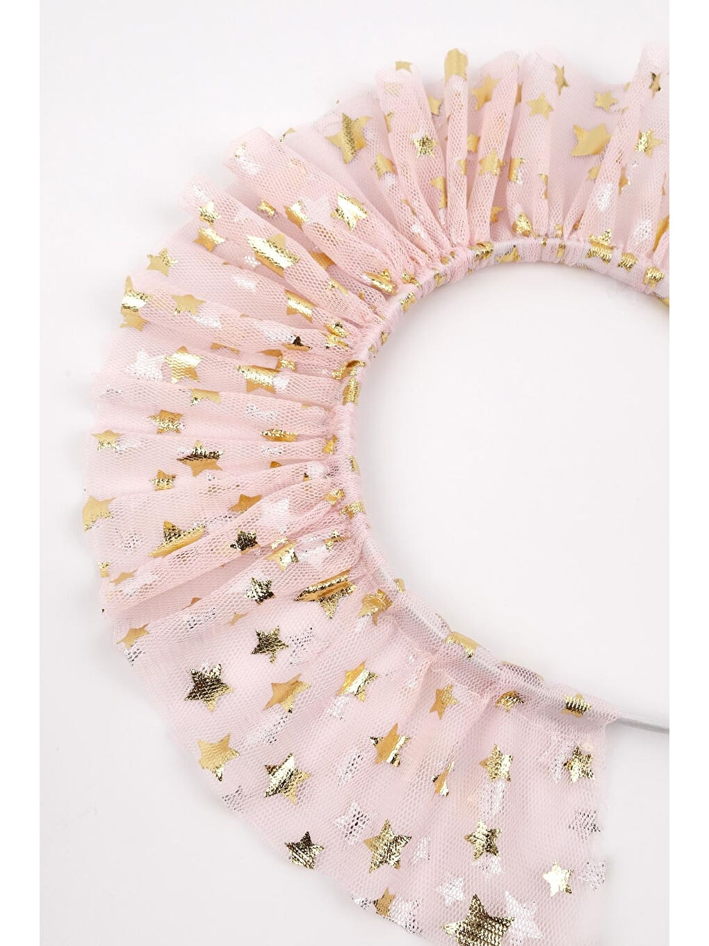 Pembe Pudra Üzeri Yıldızlı Kız Çocuk Tül Taç-1