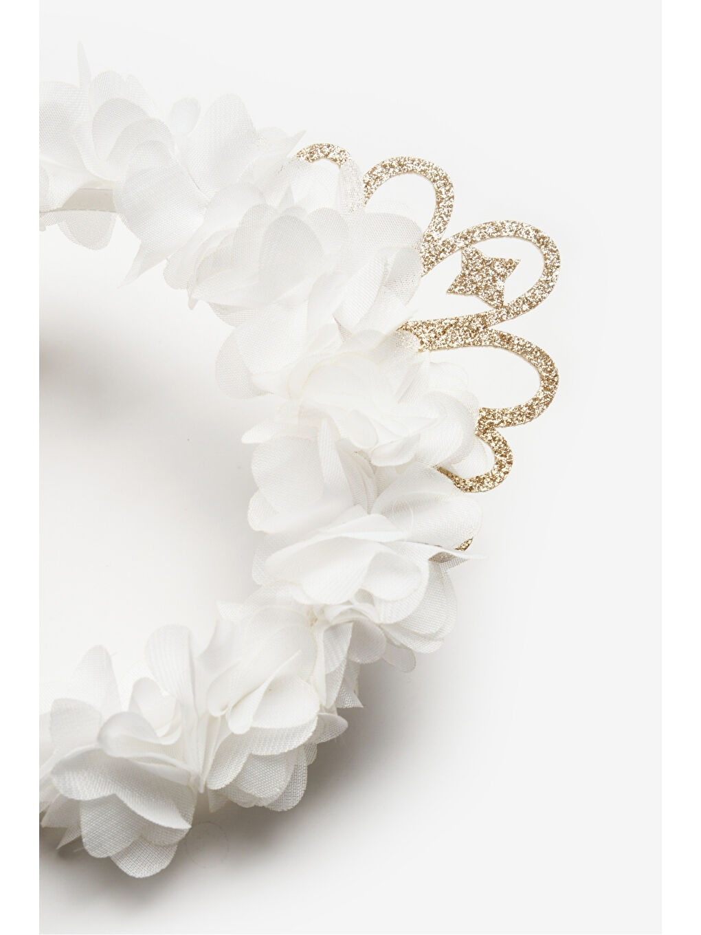 Beyaz Prenses Figürlü Çiçekli Kız Çocuk Taç-1