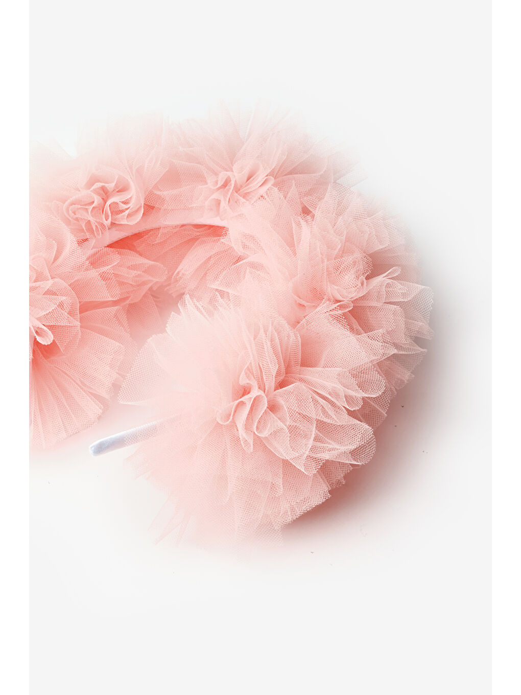 Pembe Somon Tül Ponponlu Kız Çocuk Taç-1