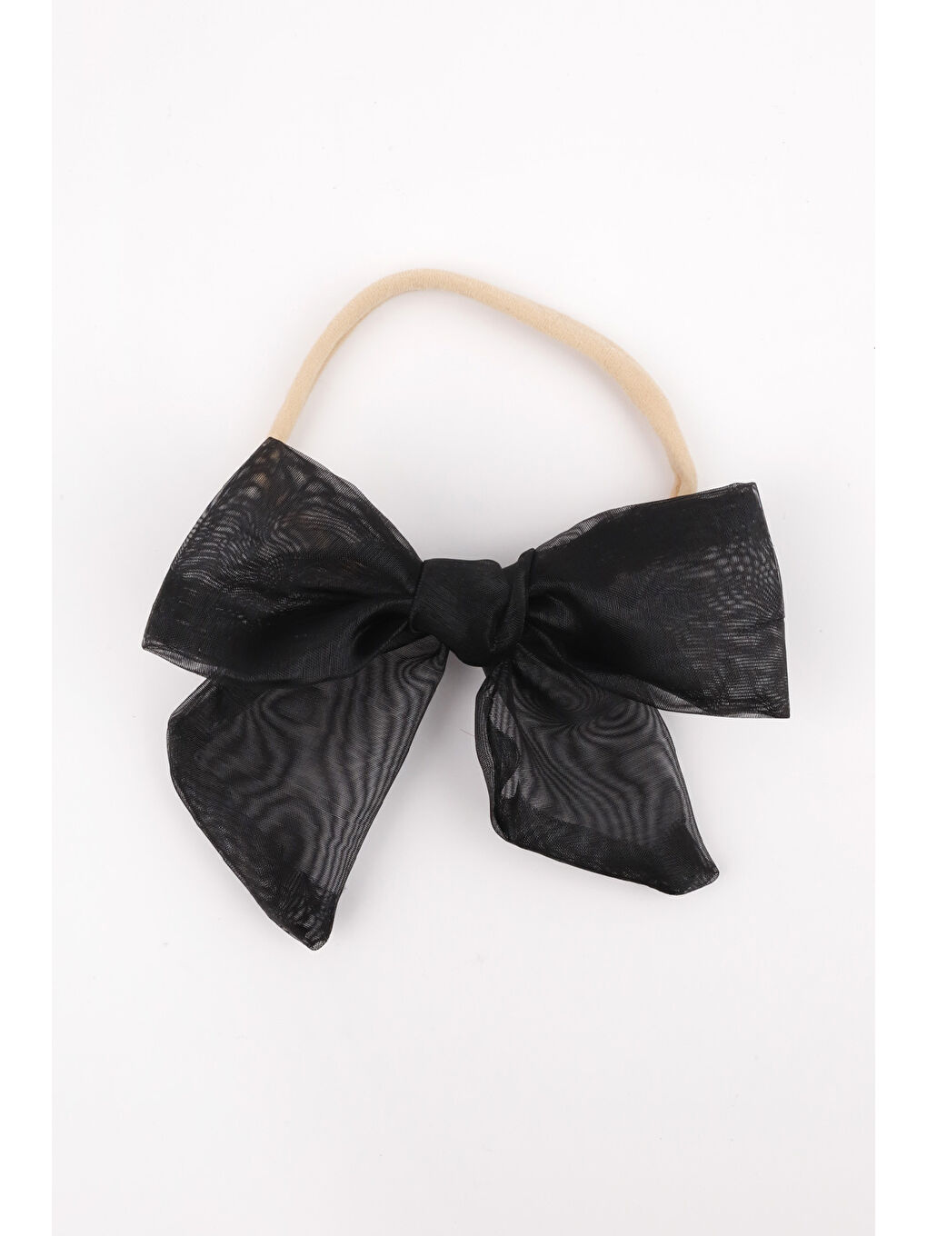 Siyah Organze Fiyonk Kız Çocuk Saç Bandı-1