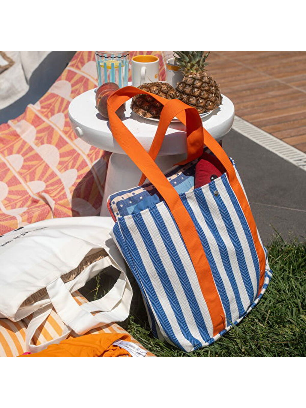 Soft Plaj Çantası - Mavi - 48x35 cm-3