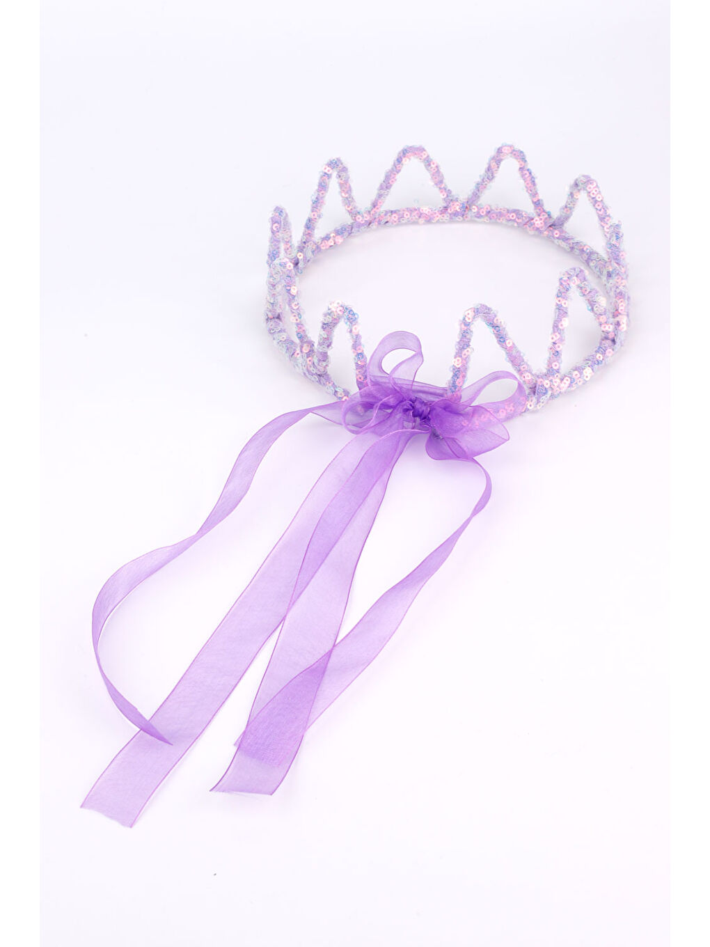 Lila Yuvarlak Payetli Kız Çocuk Kraliçe Taç-1