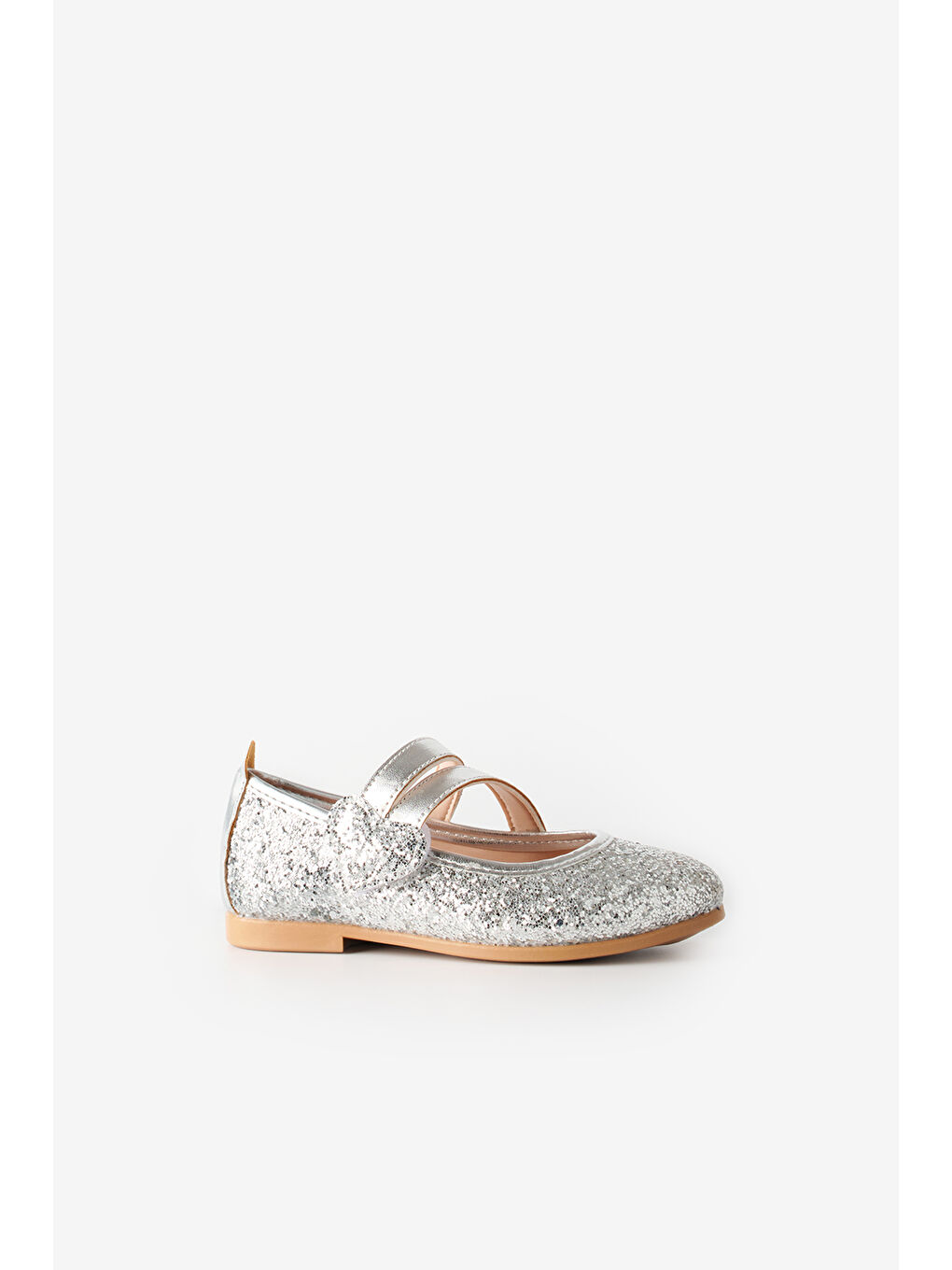 Gri Gümüş Kalp Cırtlı Kız Çocuk Ayakkabı-1