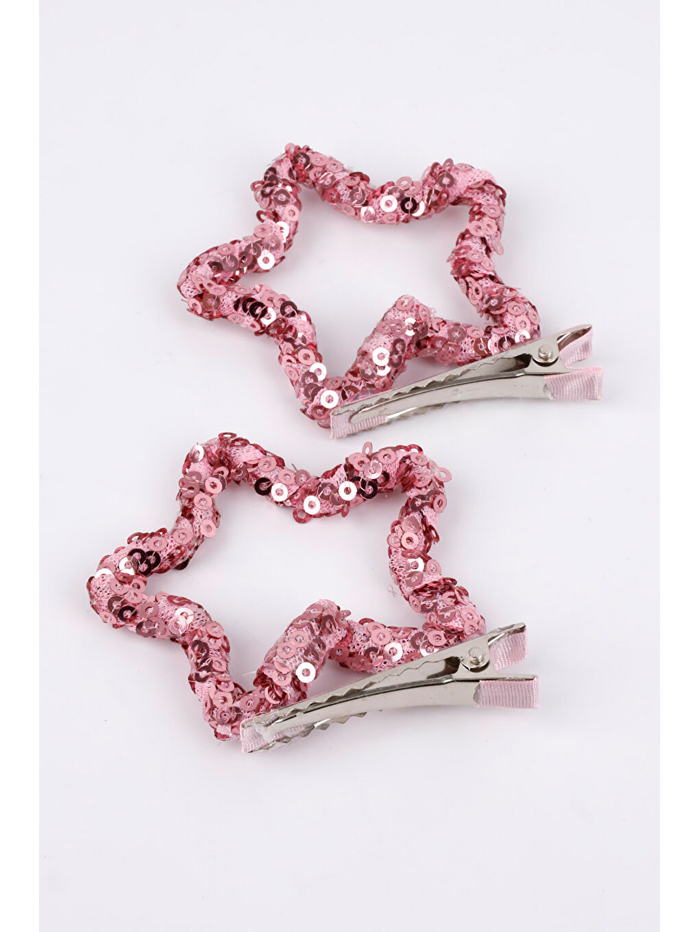 Fuşya Payetli Yıldız İkili Kız Çocuk Klips Toka-1