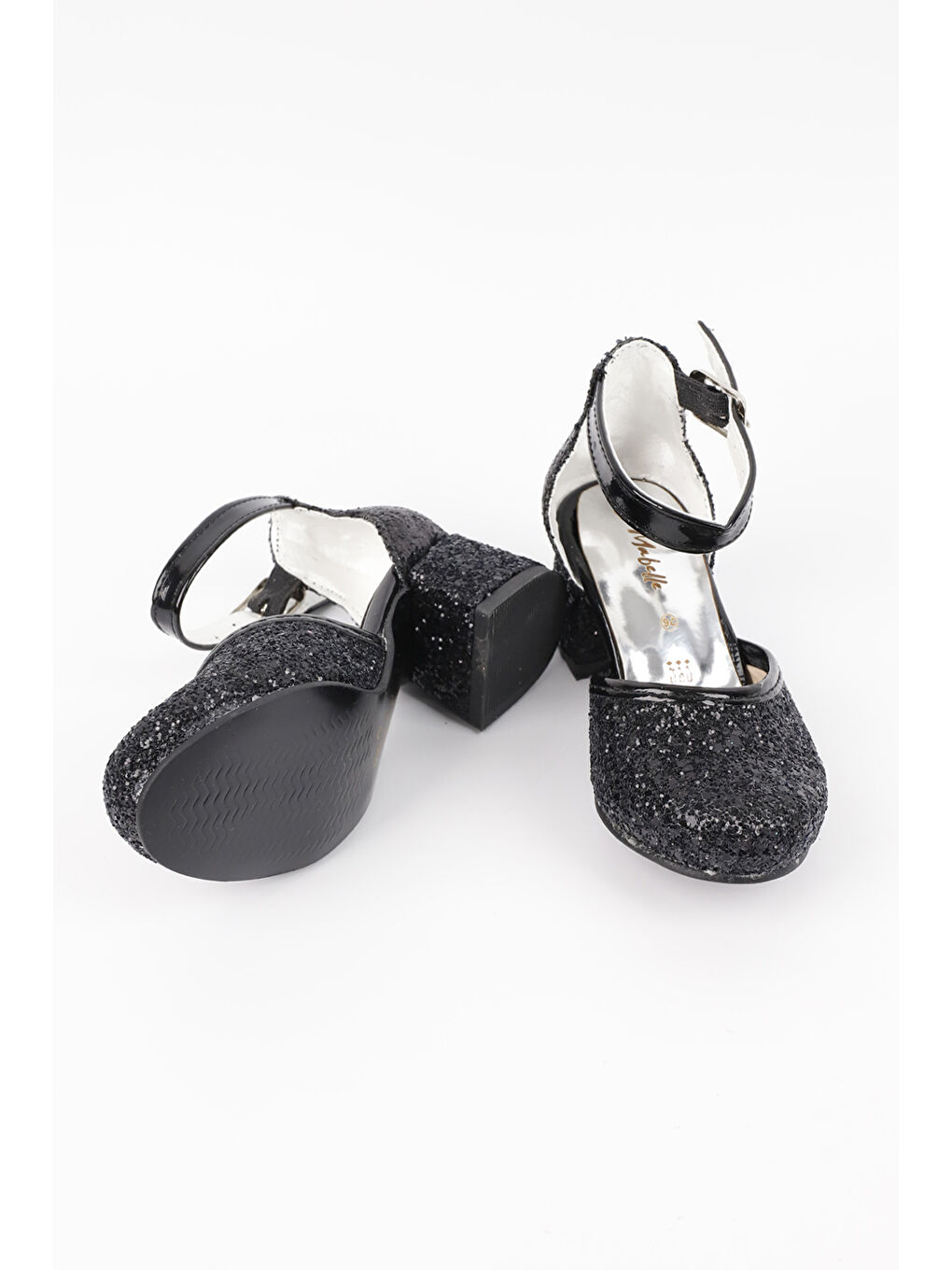 Siyah Simli Topuklu Kız Çocuk Ayakkabı-1