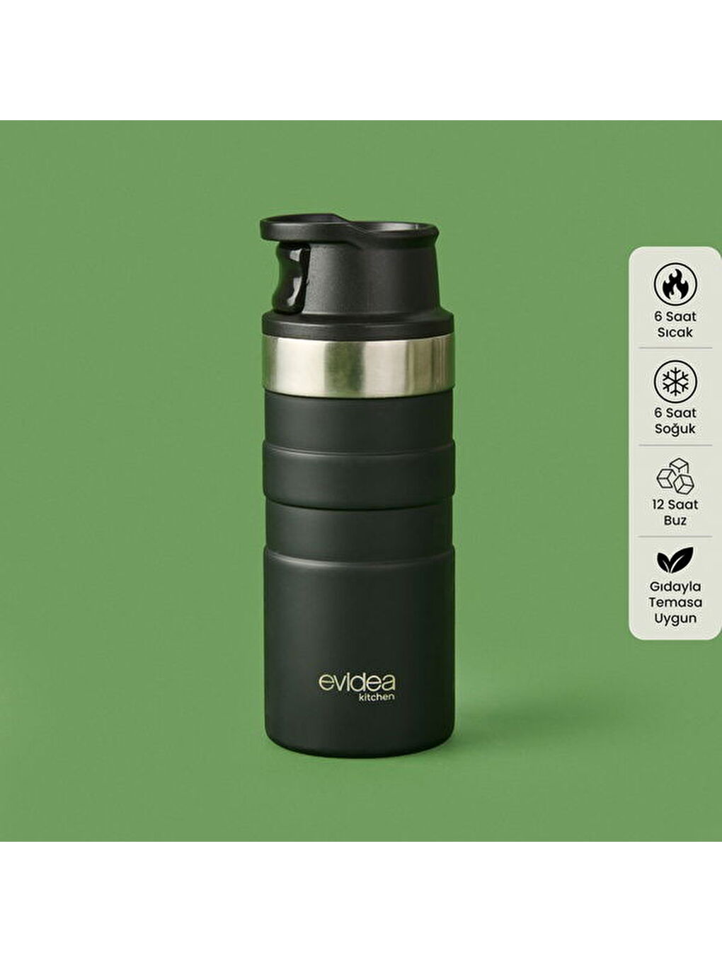 Kitchen Bireysel Termos - Siyah - 350 ml-5