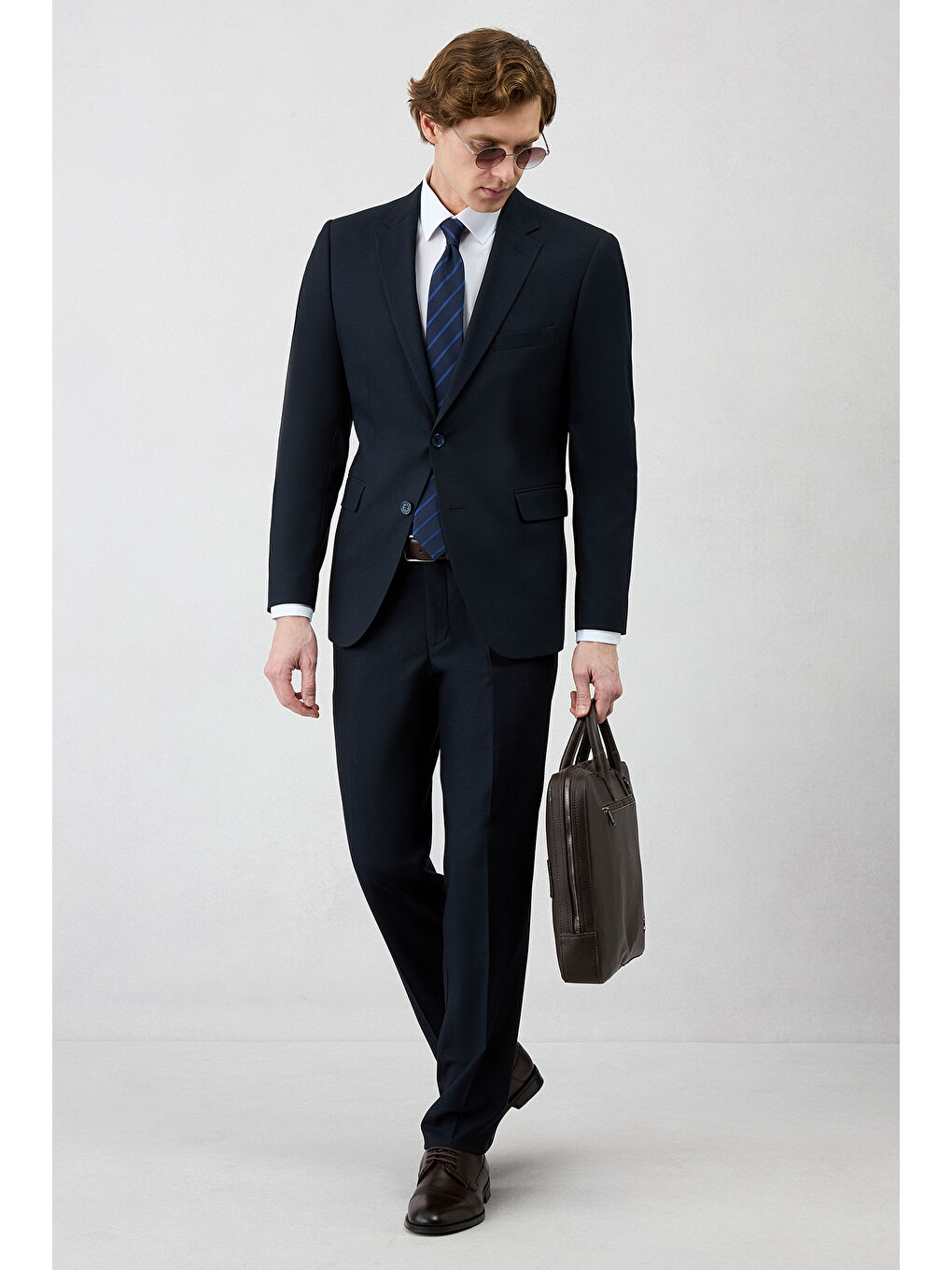 Lacivert 4 Drop Relaxed Fit Rahat Kesim Yünlü Takım Elbise-8