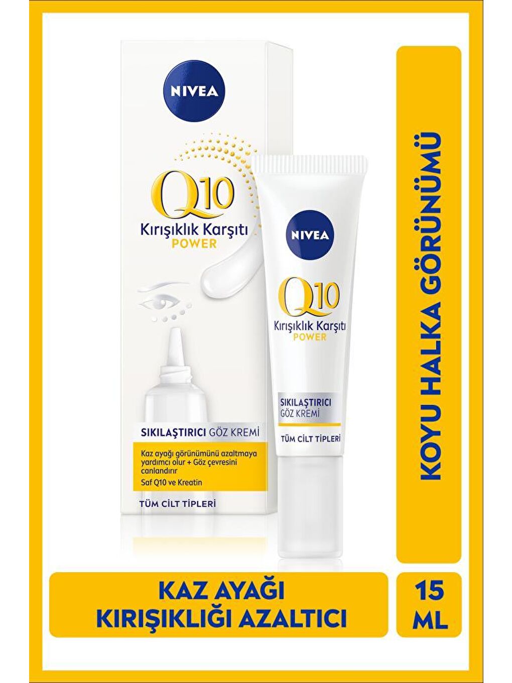Q10 Kırışık Karşıtı Sıkılaştırıcı Göz Bakım Kremi 15 ml, Saf Q10 Ve Kreatin-6