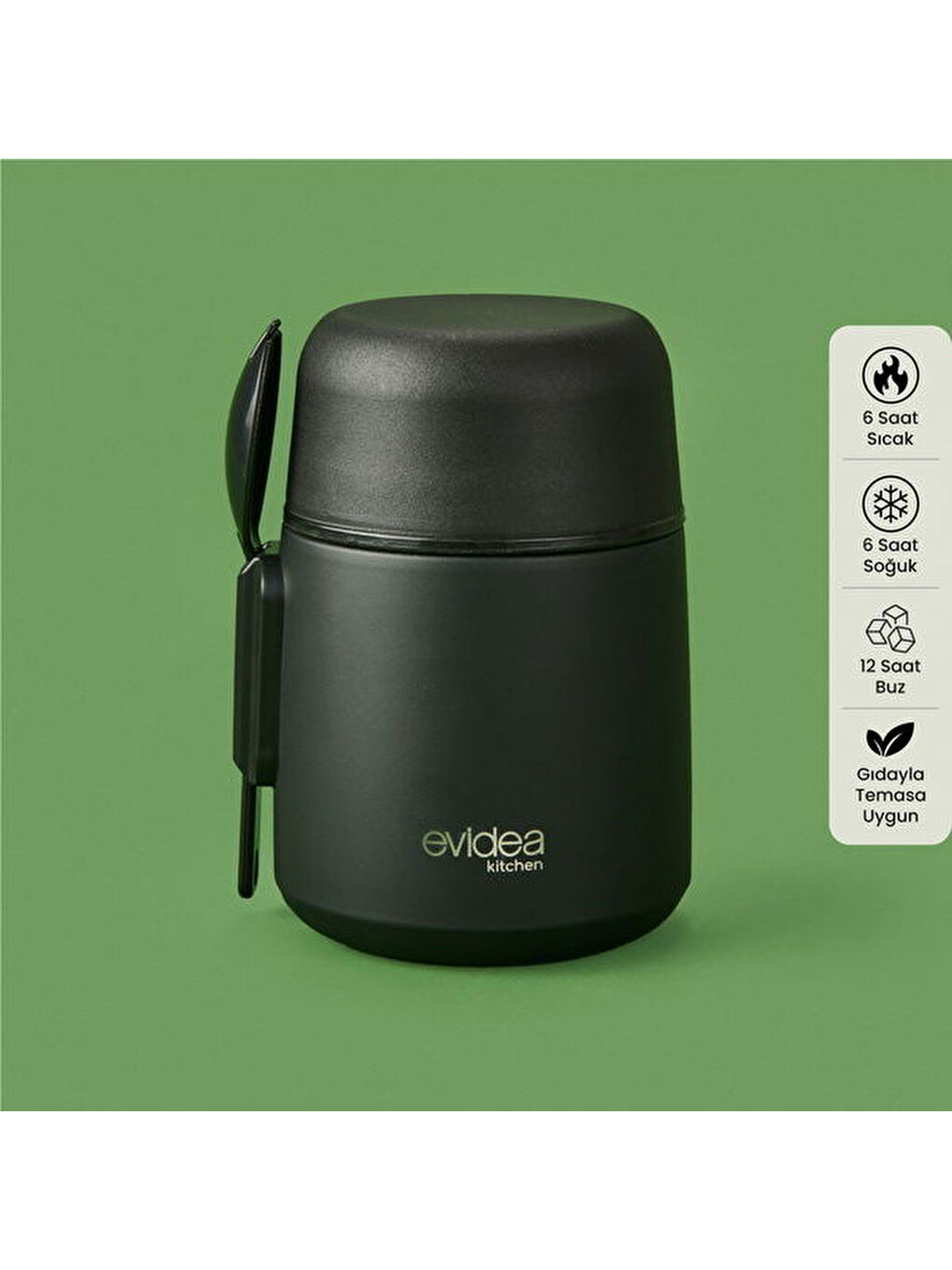 Kitchen Yemek Termosu - Siyah - 500 ml-5