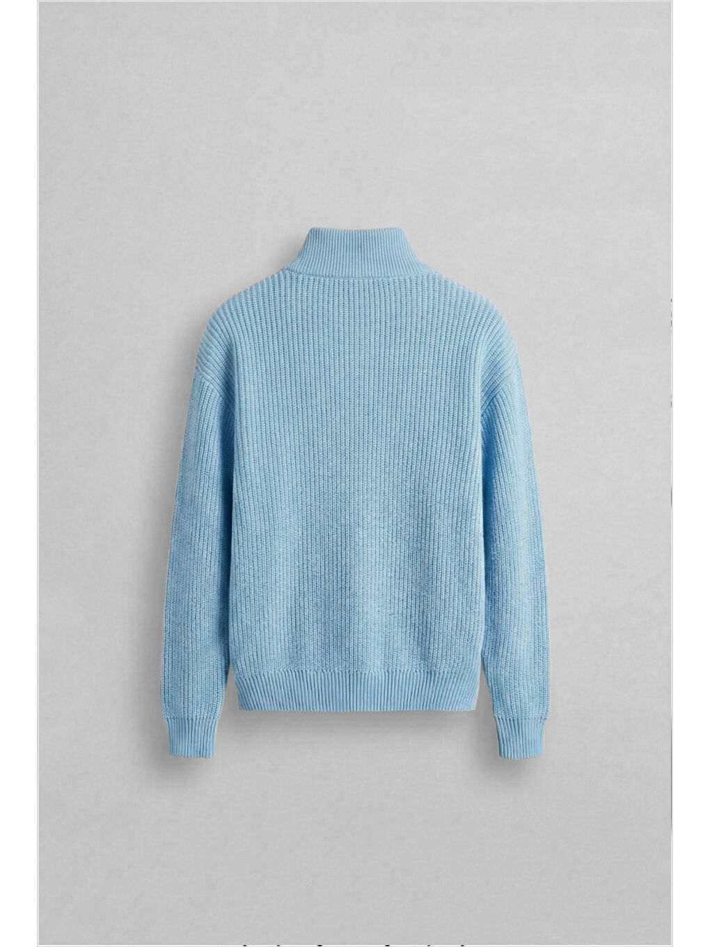 Erkek Yarım Fermuarlı Örme Kazak Bebek Mavi-1