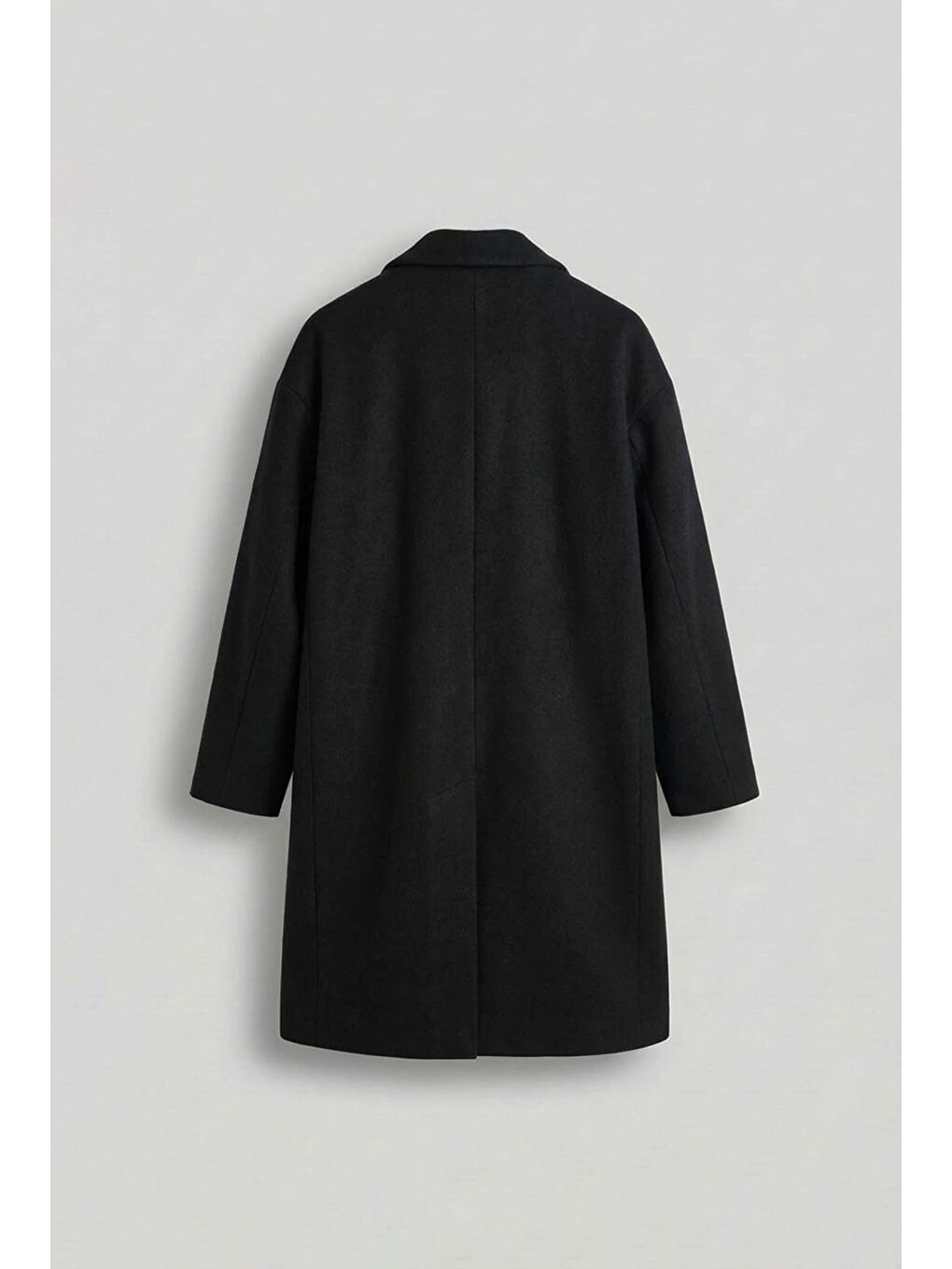 Erkek Oversize Uzun İtalyan Kaşe Kaban Siyah-1