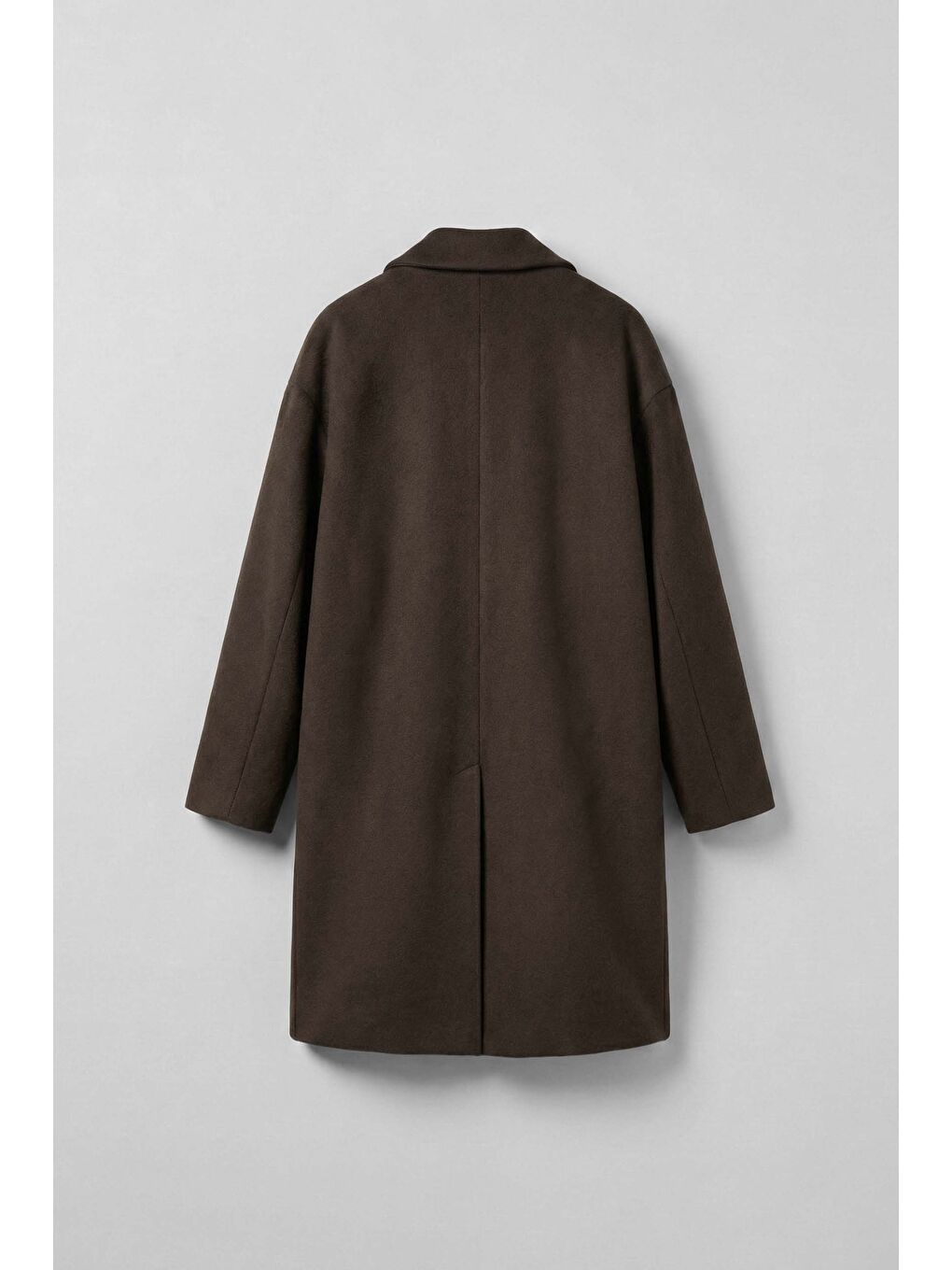 Kahverengi Erkek Oversize Uzun İtalyan Kaşe Kaban Koyu Kahve-1