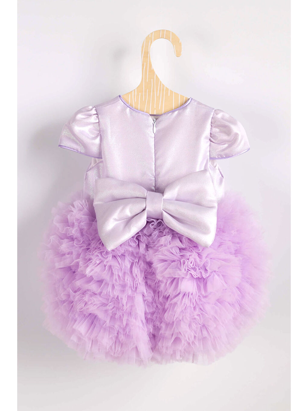 Lila Kısa Kollu Tütülü Bebek Prenses Elbise - Lina-1