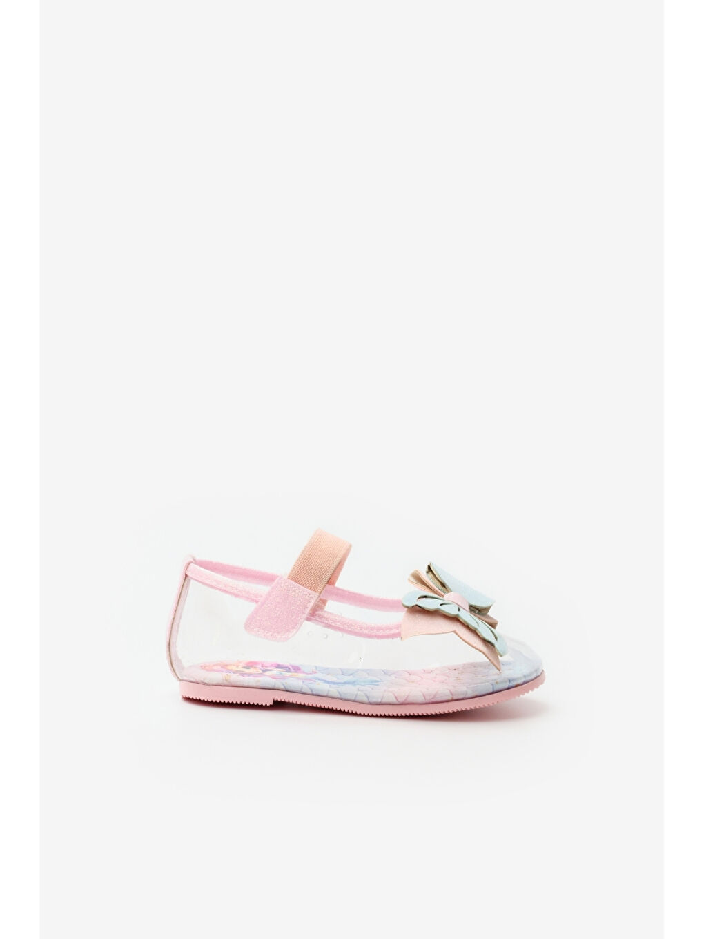 Pembe Pudra Deniz Kızı Fiyonklu Şeffaf Kız Çocuk Ayakkabı-1