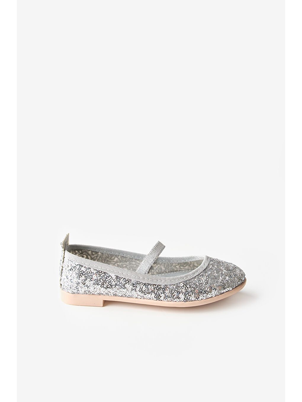 Gri Gümüş Payetli Kız Çocuk Babet-1