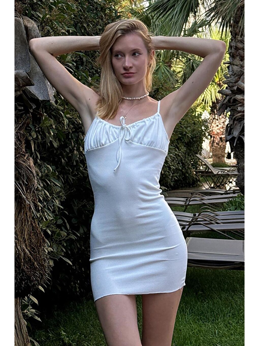 Beyaz Askılı Mini Elbise Mg1404-8