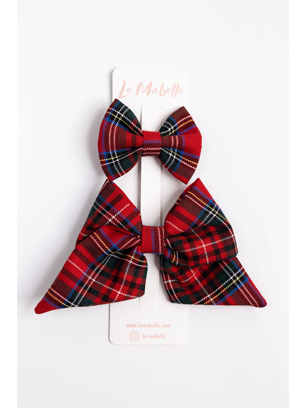 Kırmızı Ekose Fiyonk Anne Kız Toka Set-3