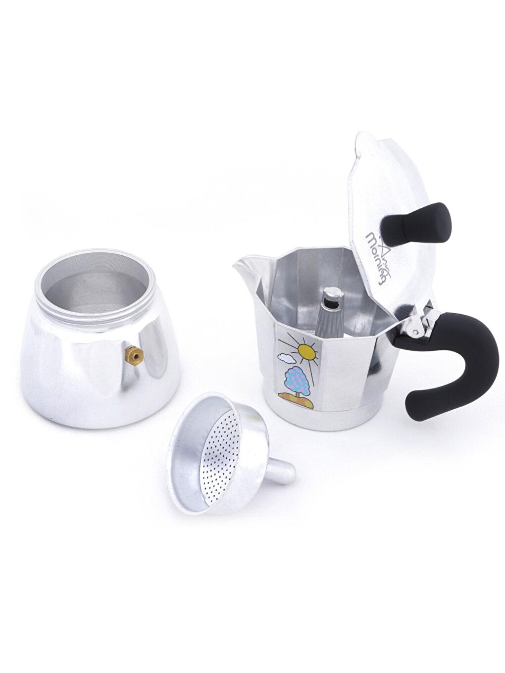 Any Morning Gümüş Alüminyum Espresso Moka Pot Kahve Makinesi 240 ml Hes-6 - 1