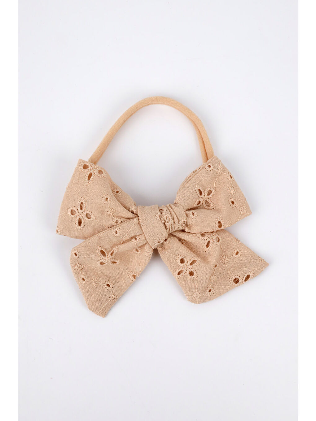 Bej Fisto Fiyonk Kız Çocuk Saç Bandı-1