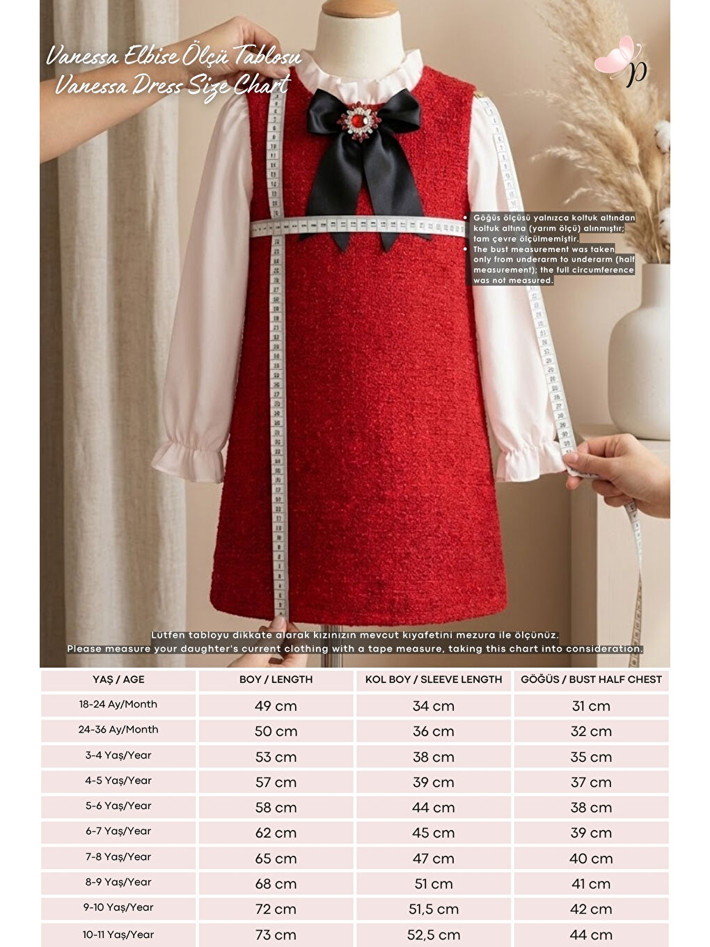 Kırmızı Kız Çocuk Broş Detaylı Tüvit Elbise-2