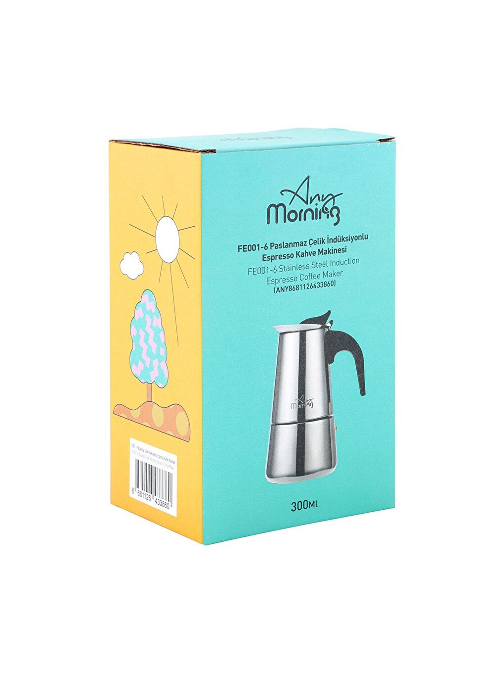 Any Morning Gümüş Paslanmaz Çelik Moka Pot Kahve Makinesi 300 ml FE001-6 - 3