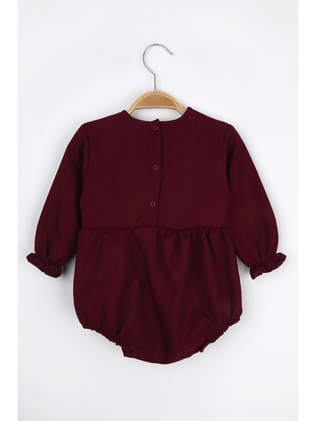 Bordo Dantel Detaylı Kız Bebek Tulum - Aida-1