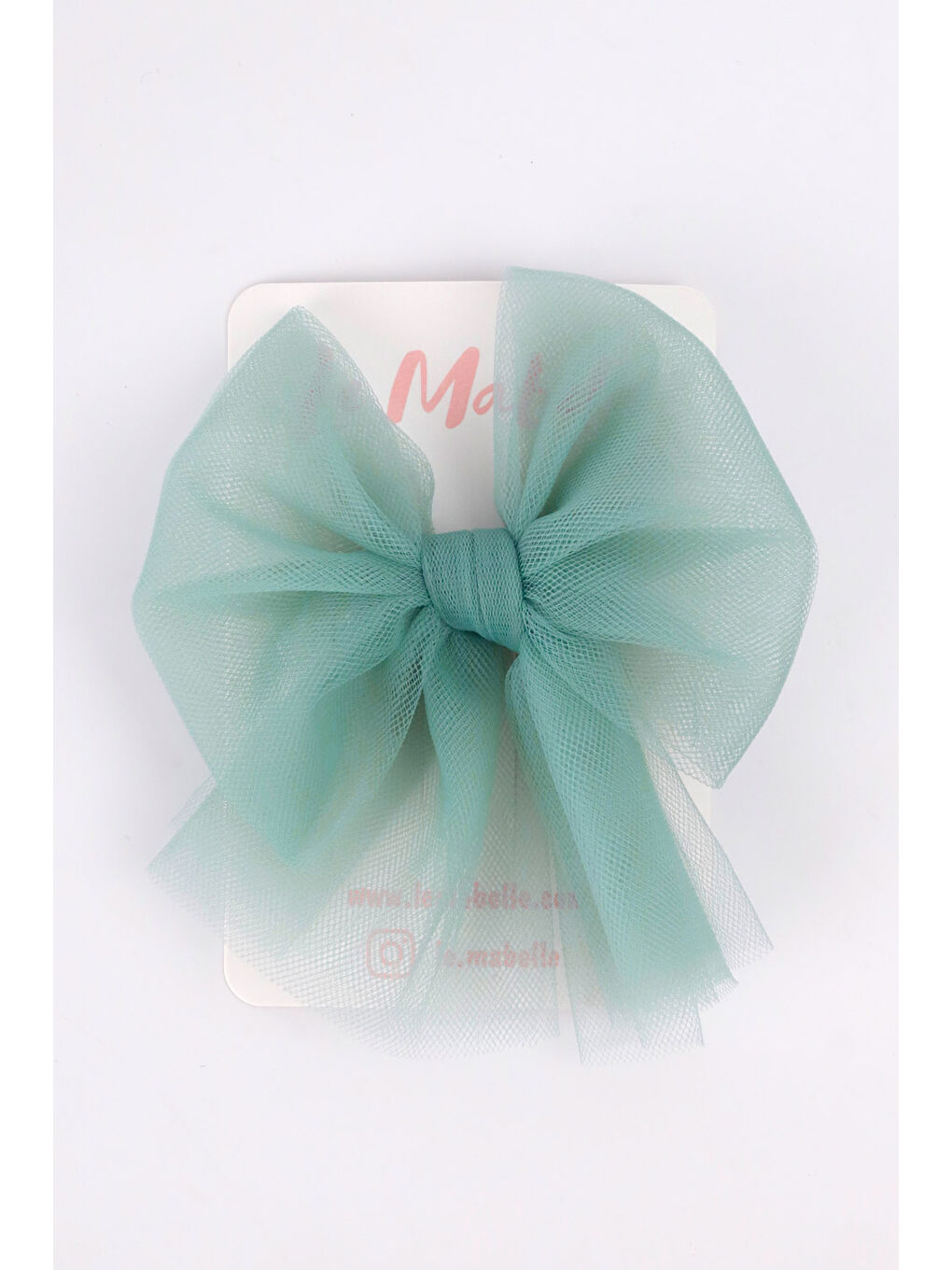 Yeşil Mint Tül Fiyonk Kız Çocuk Klips Toka-1