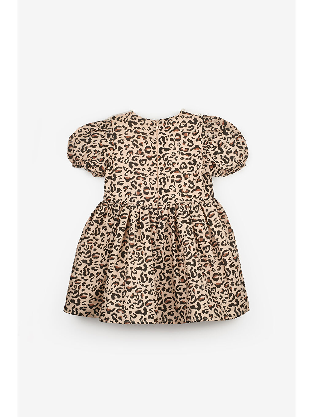 Kahverengi Kısa Kollu Fisto Detaylı Fiyonklu Kız Çocuk Elbise - Rosa-1