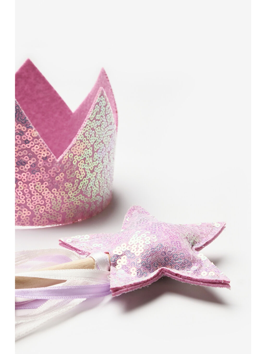 Lila Payetli Kız Çocuk Saç Bandı Asa Set-1