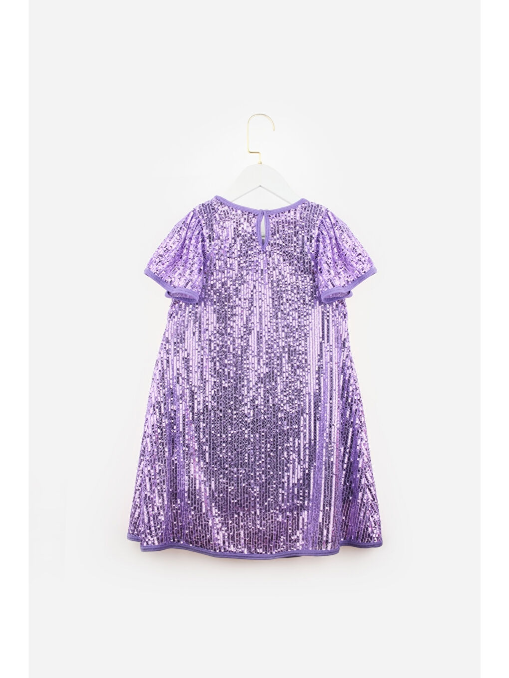 Lila Pul Payetli Kız Çocuk Elbise-Siri-3