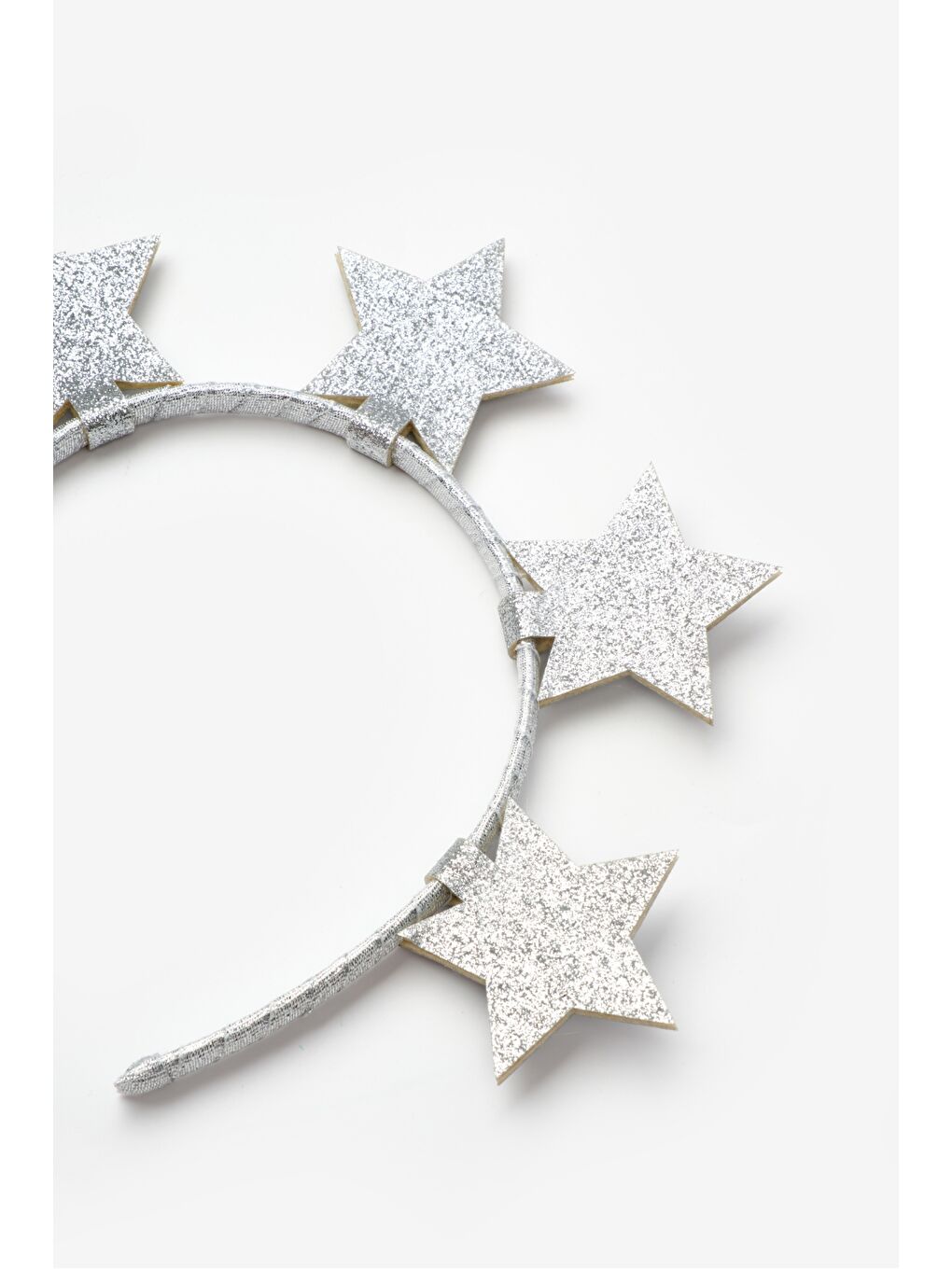 Gri Gümüş 5'li Yıldız Figürlü Kız Çocuk Taç-2