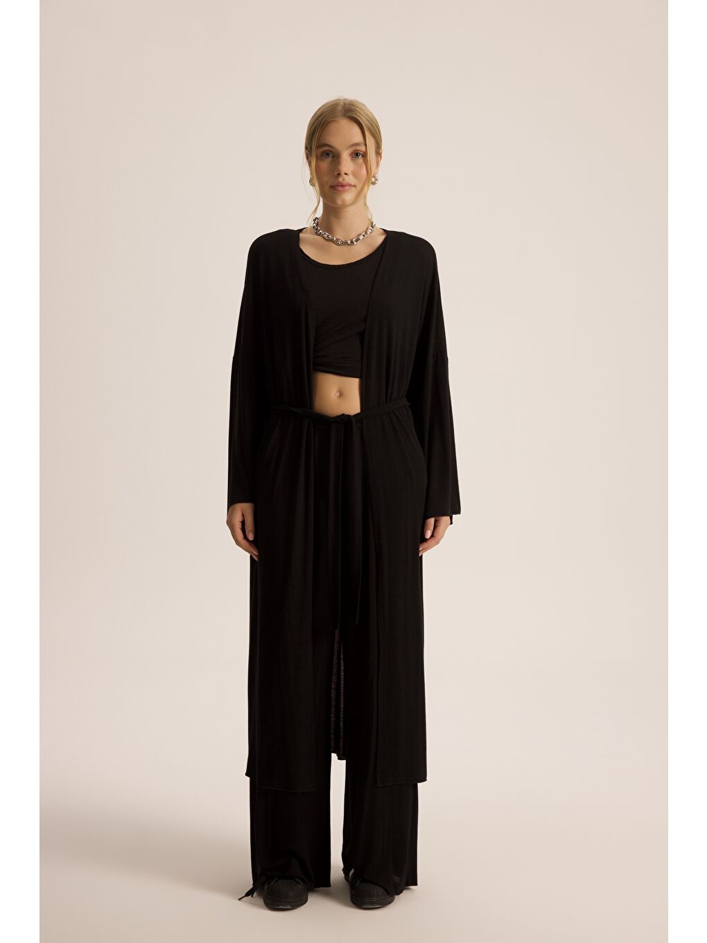 Raina Siyah Kimono Basic Üçlü Takım-3