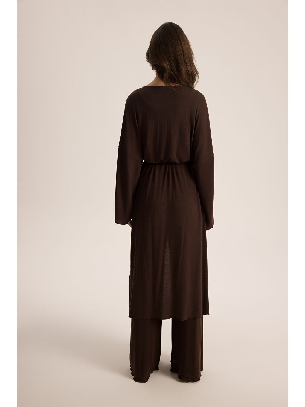 Kahverengi Raina Kahve Kimono Basic Üçlü Takım-4