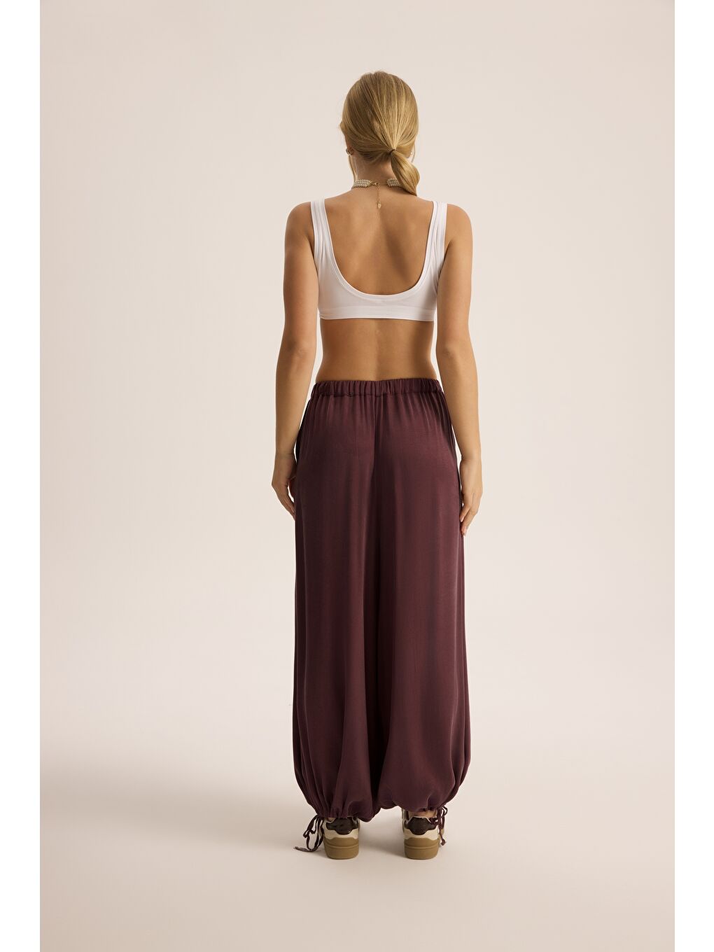 Aria Bordo Şalvar Pantolon-4