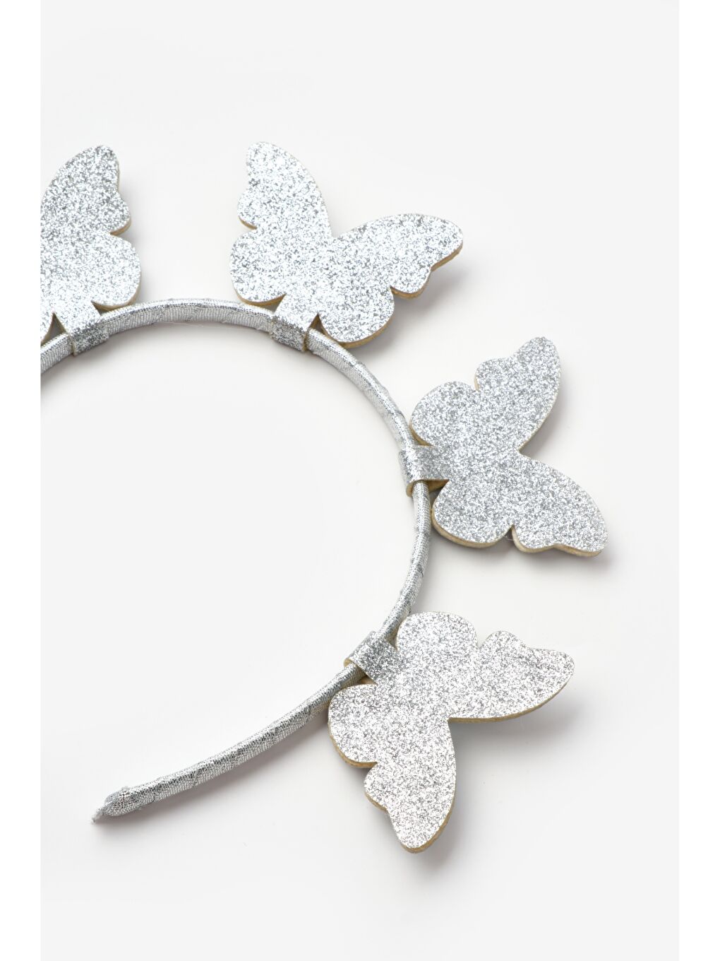 Gri Gümüş 5'li Kelebek Figürlü Kız Çocuk Taç-1