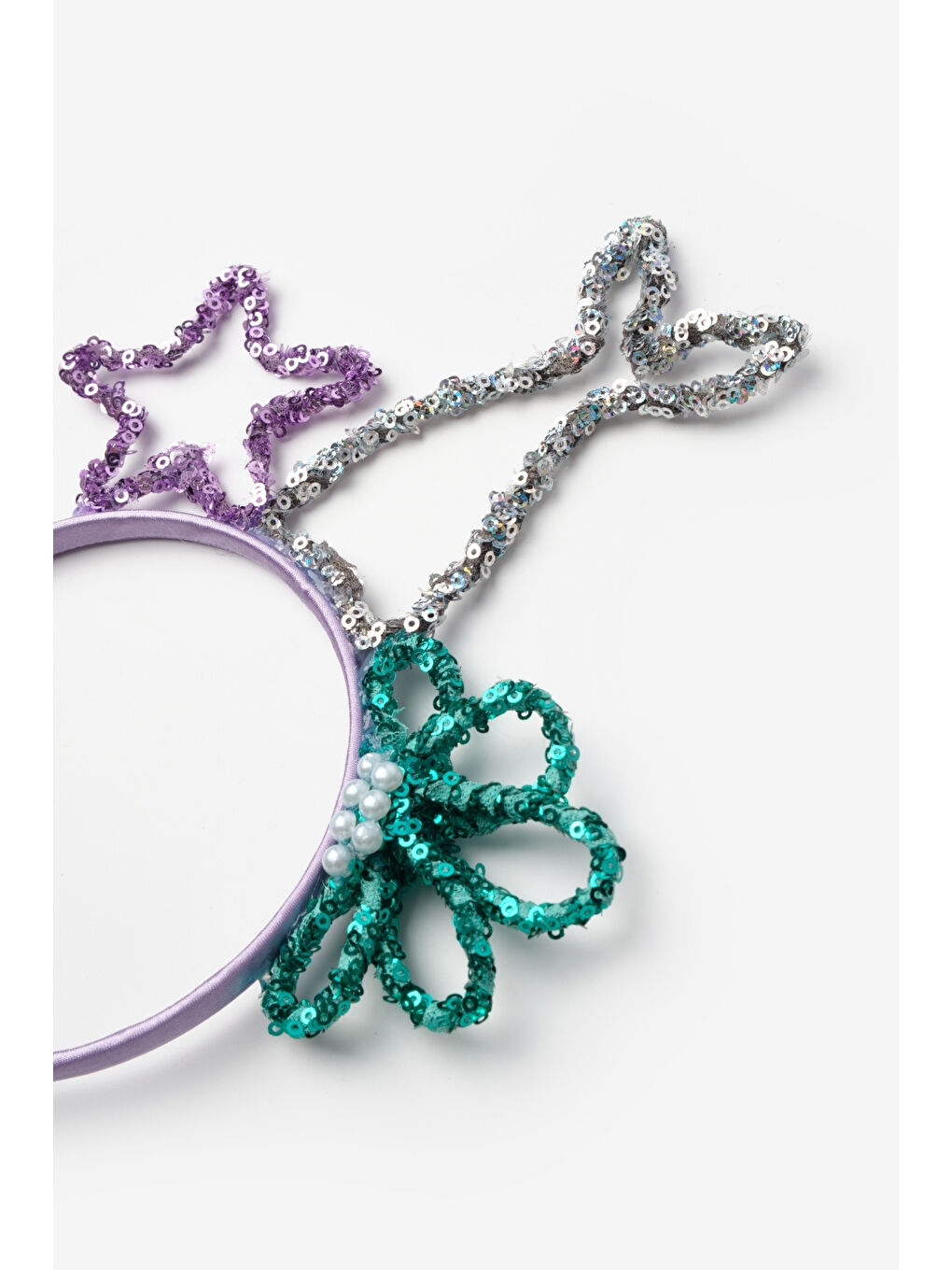 Lila Pullu Deniz Kızı Temalı Kız Çocuk Taç-2