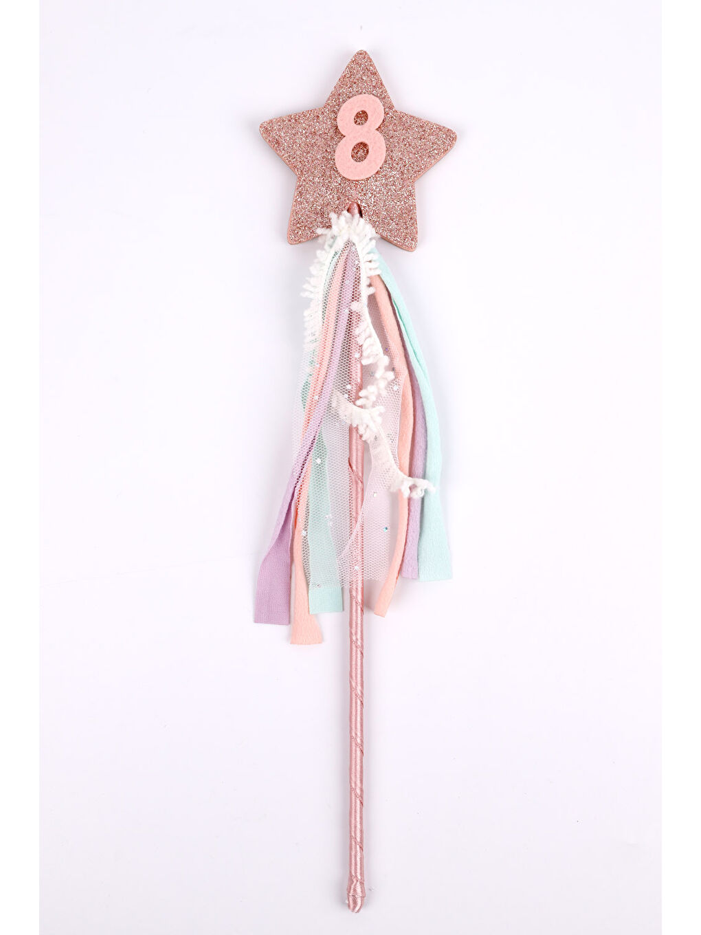 Lila Pudra 8 Yaş Püsküllü Yıldız Kız Çocuk Parti Asa Taç Set-1
