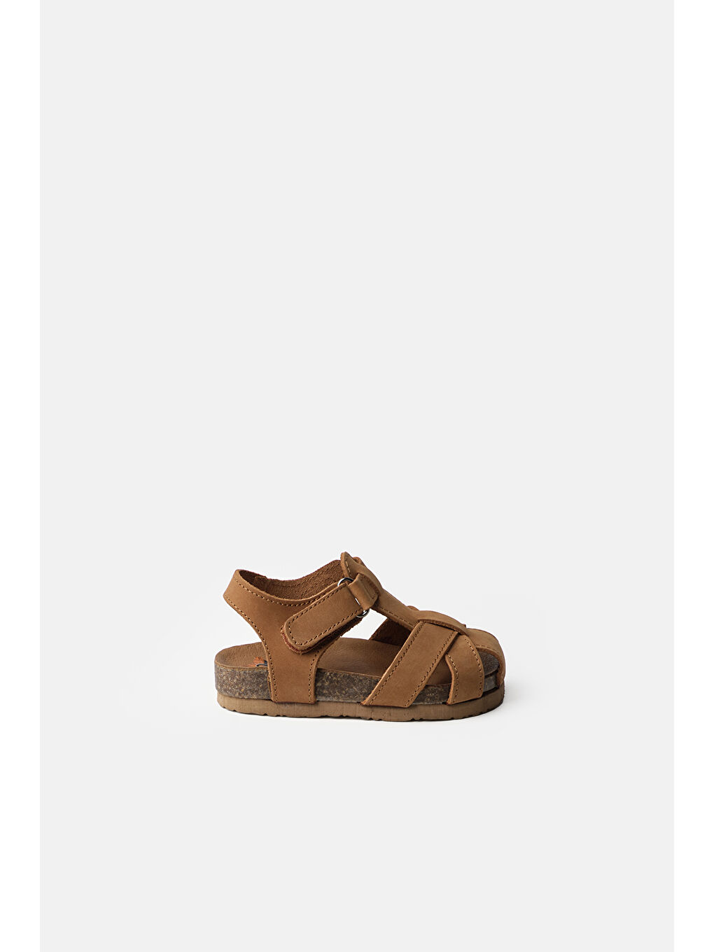 Kahverengi Kafes Kız Çocuk Deri Sandalet-1