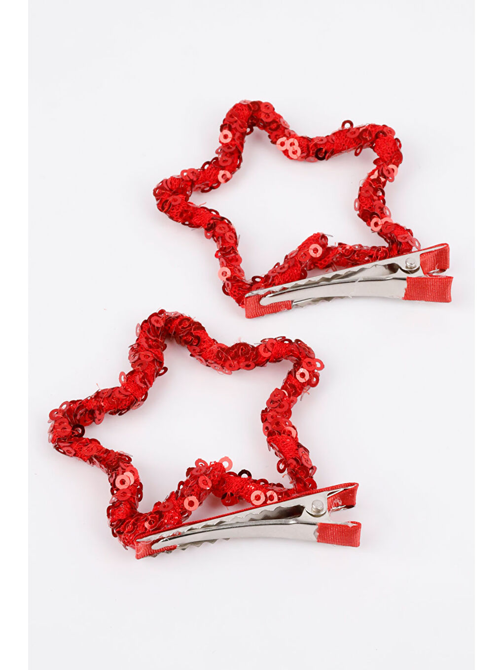 Kırmızı Payetli Yıldız İkili Kız Çocuk Klips Toka-1