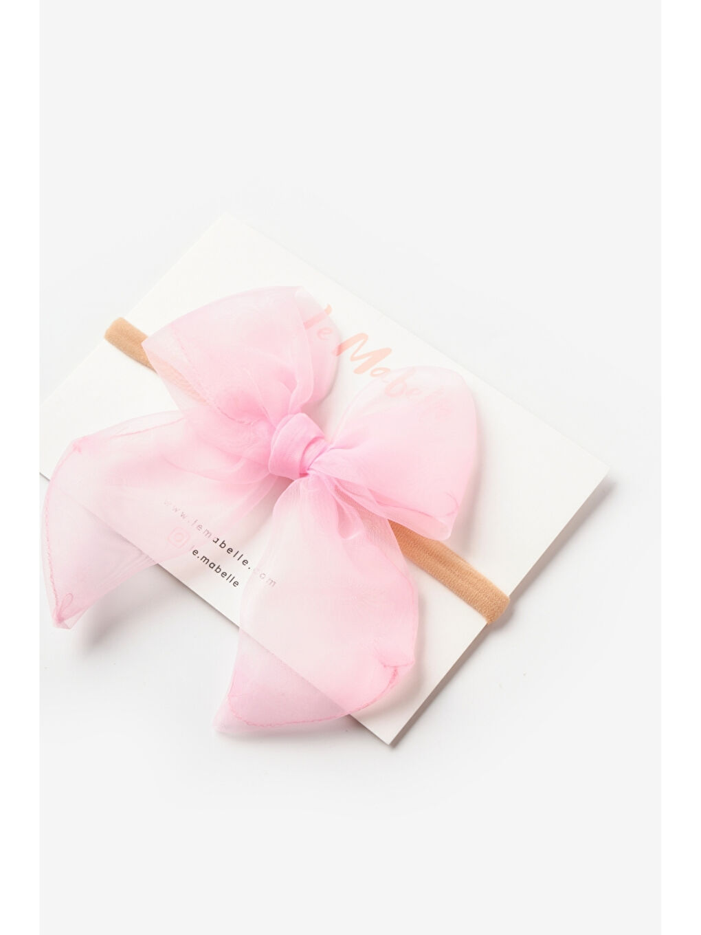 Pembe Organze Fiyonk Kız Çocuk Saç Bandı-1