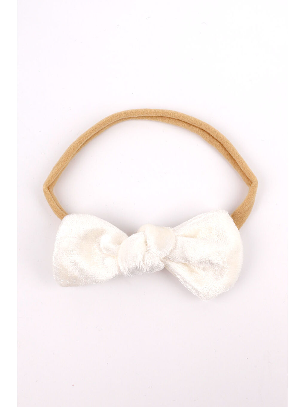 Beyaz Kadife Fiyonk Kız Çocuk Saç Bandı-1